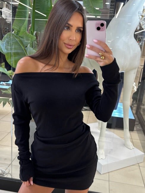 Bawełniana sukienka czarna 40% wiskoza EMO - Veretti Boutique