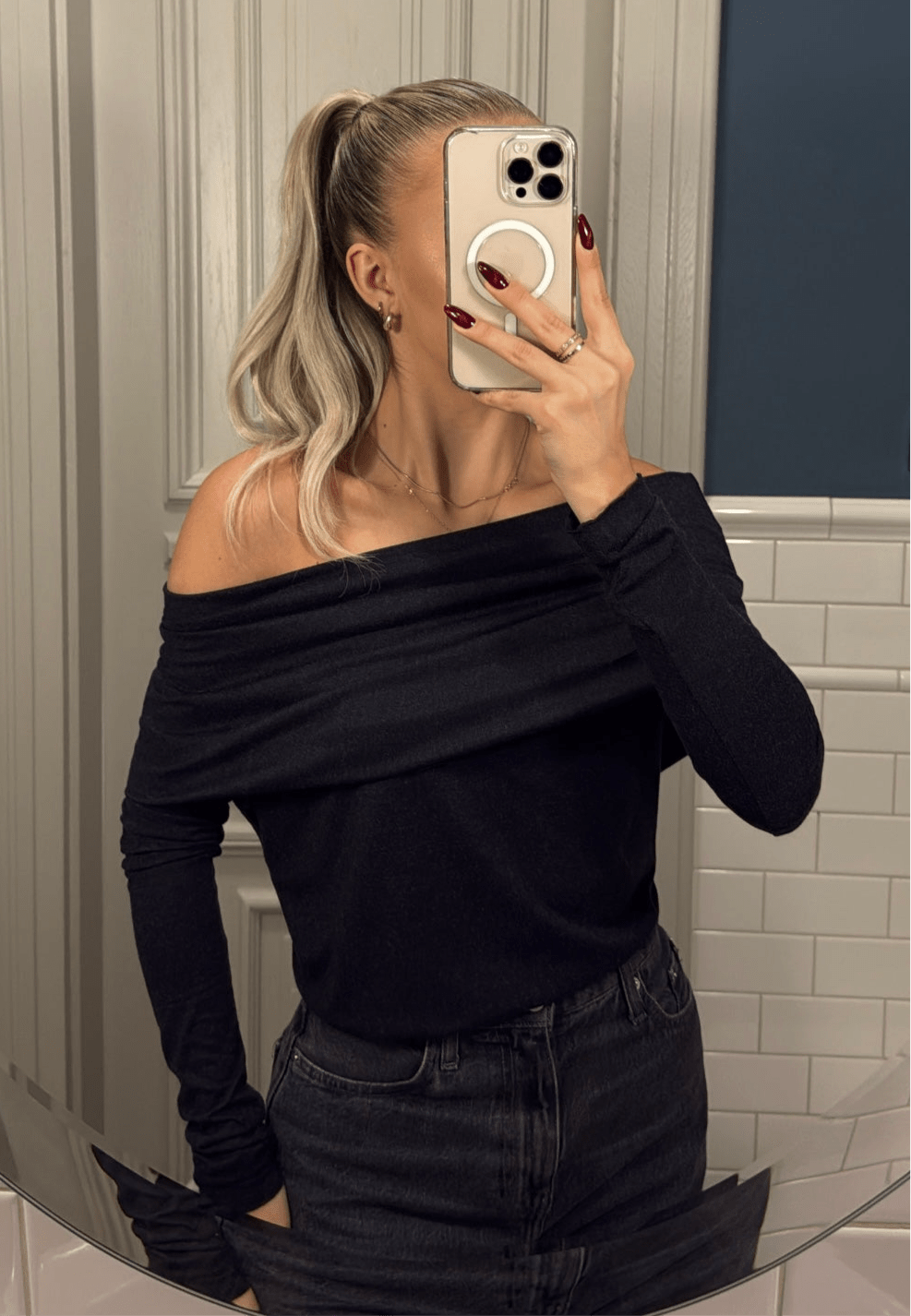 Bluzka hiszpanka grafitowa 95% wiskoza EMO - Veretti Boutique