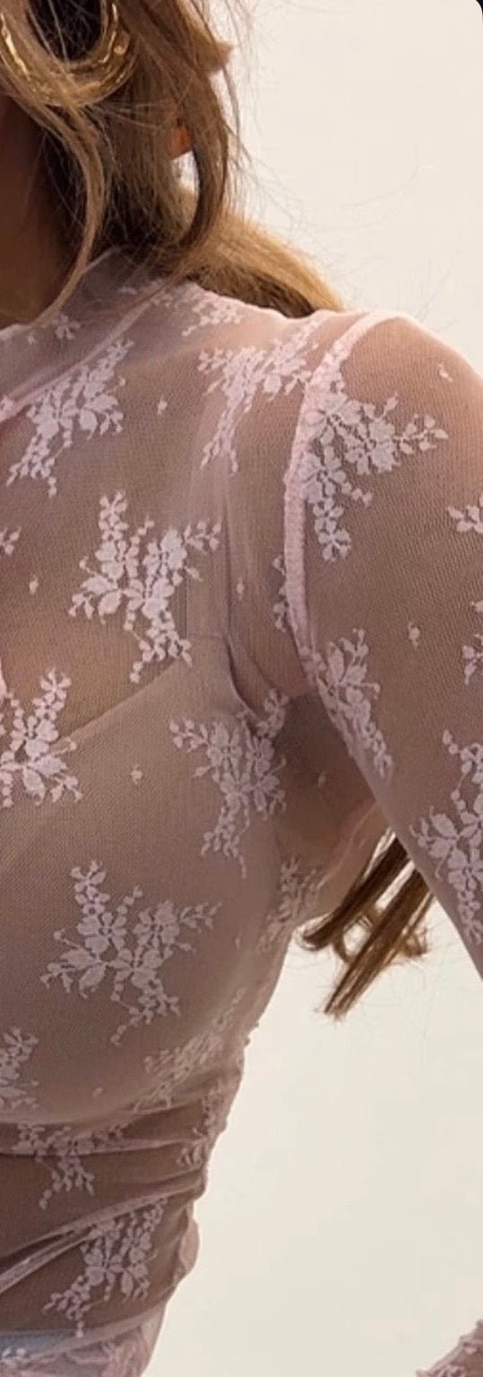 Bluzka koronkowa - Różowy EMO - Veretti Boutique