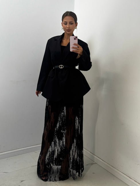 Długa koronkowa spódnica czarna EMO - Veretti Boutique