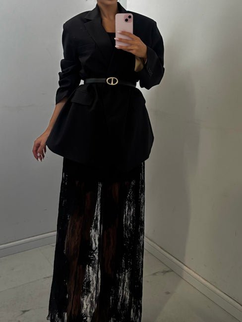 Długa koronkowa spódnica czarna EMO - Veretti Boutique