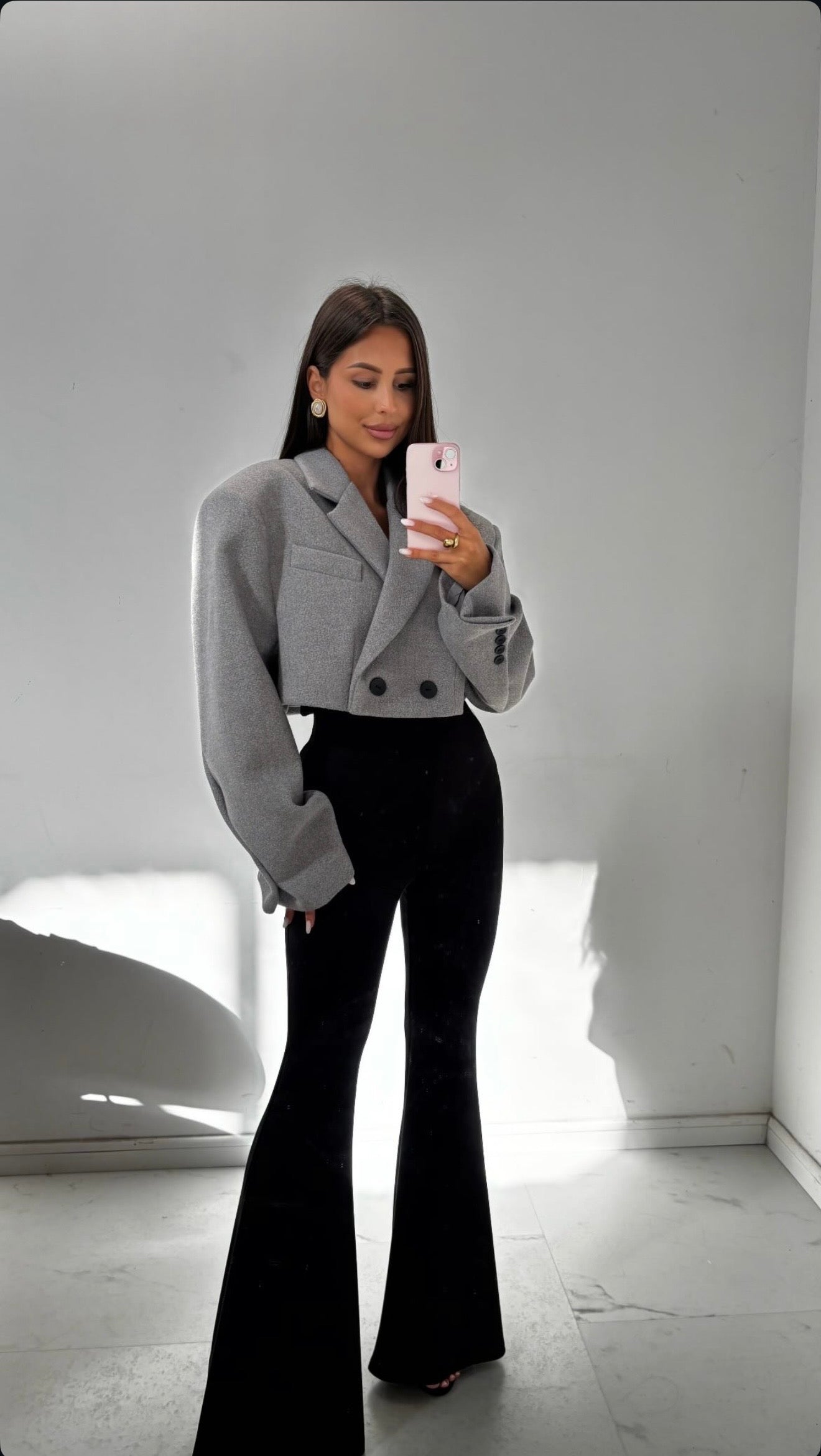 Dzwony spodnie/legginsy szerokie long czarne 40% wiskoza EMO - Veretti Boutique