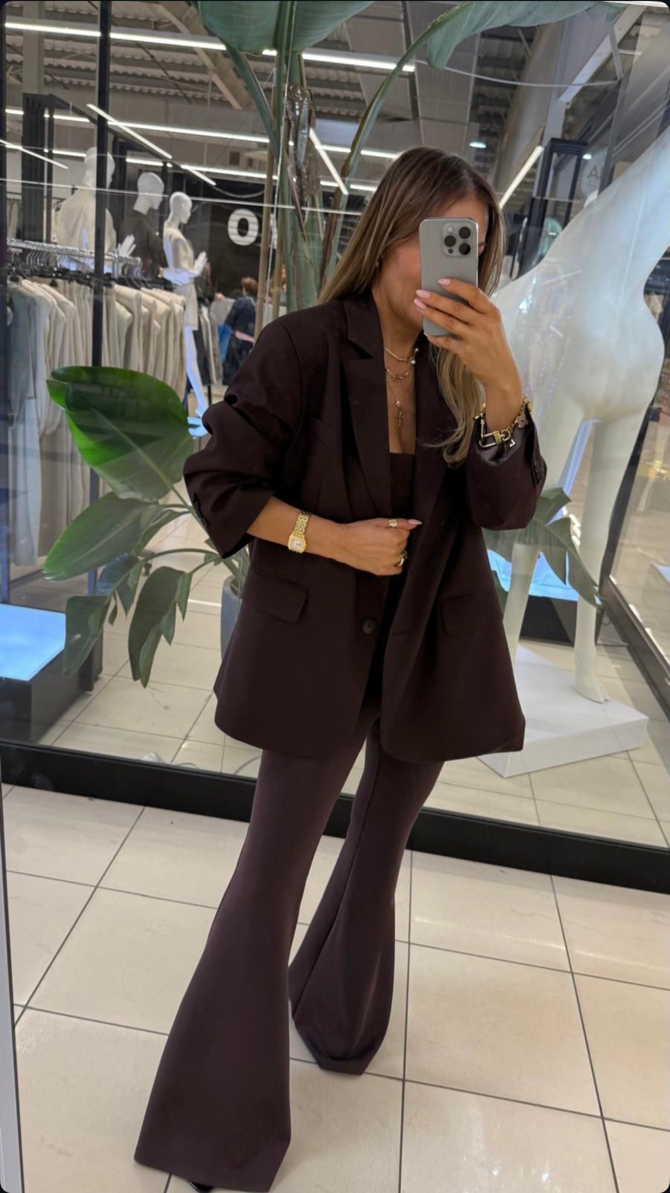 Dzwony spodnie/legginsy szerokie long czekoladowe 40% wiskoza EMO - Veretti Boutique