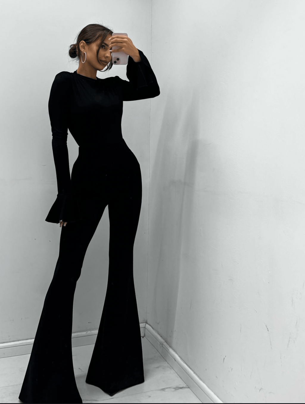 Dzwony/legginsy szerokie long czarne 40% wiskoza EMO - Veretti Boutique