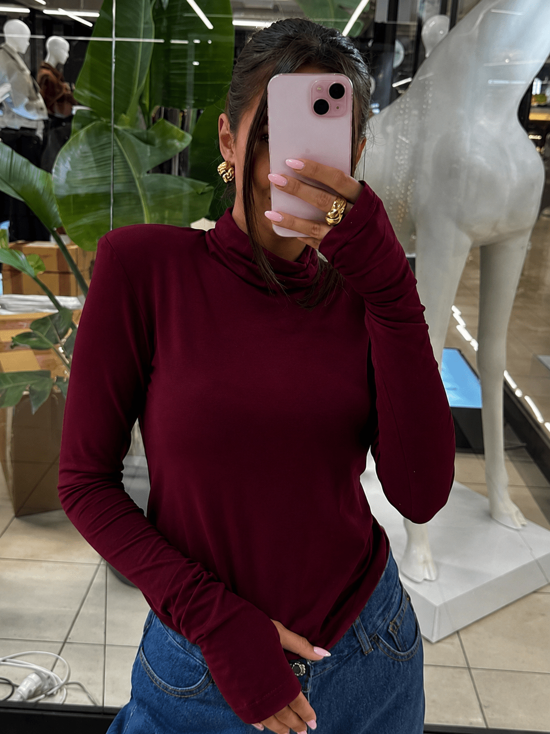Golf z poduszkami bordowy 95% wiskoza EMO - Veretti Boutique