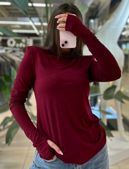 Golf z poduszkami bordowy 95% wiskoza EMO - Veretti Boutique