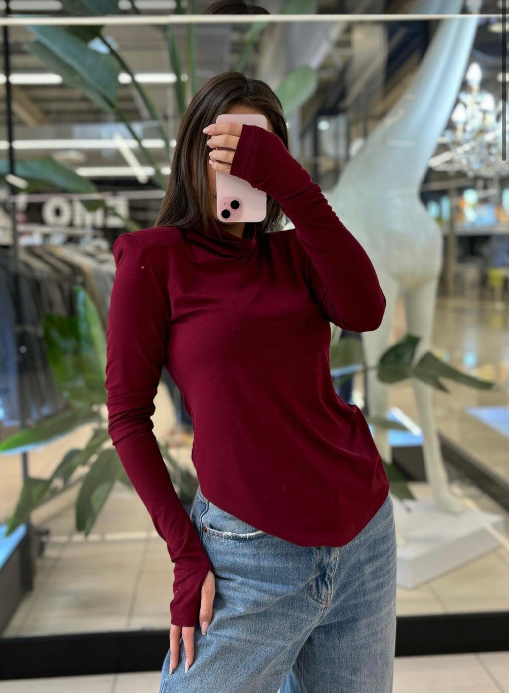 Golf z poduszkami bordowy 95% wiskoza EMO - Veretti Boutique