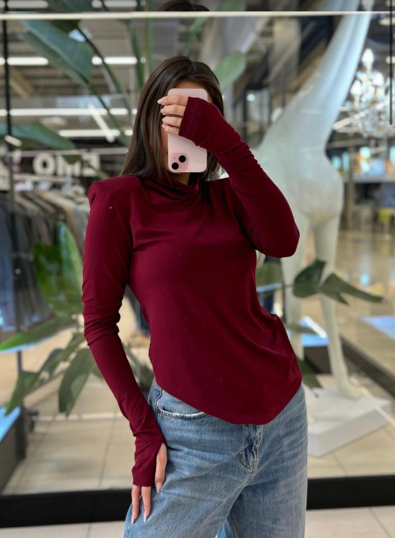 Golf z poduszkami bordowy 95% wiskoza EMO - Veretti Boutique