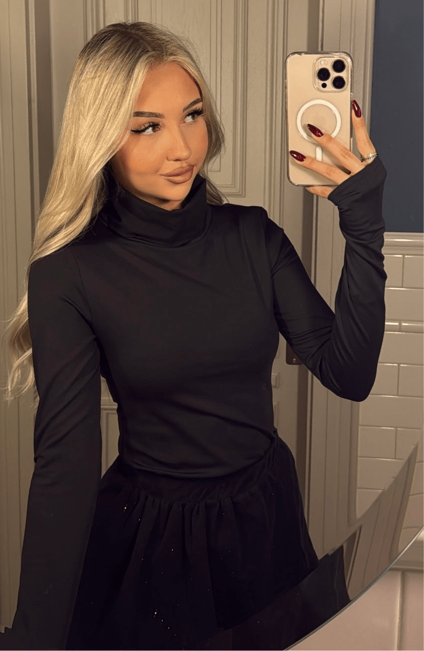 Golf z poduszkami czarny 95% bawełna - Veretti Boutique