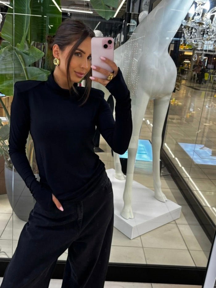 Golf z poduszkami czarny 95% wiskoza EMO - Veretti Boutique