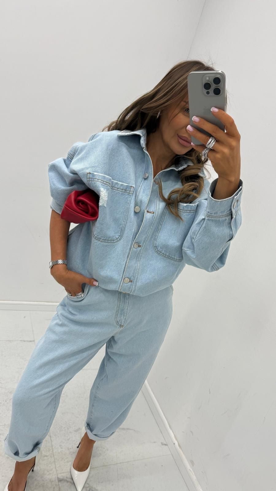 Jeansy mom fit - Jasny jeans Emo - Veretti Boutique