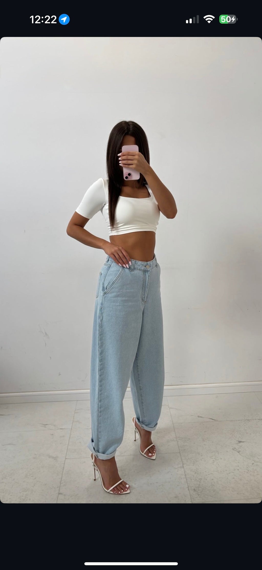 Jeansy mom fit jasny jeans Emo - Veretti Boutique