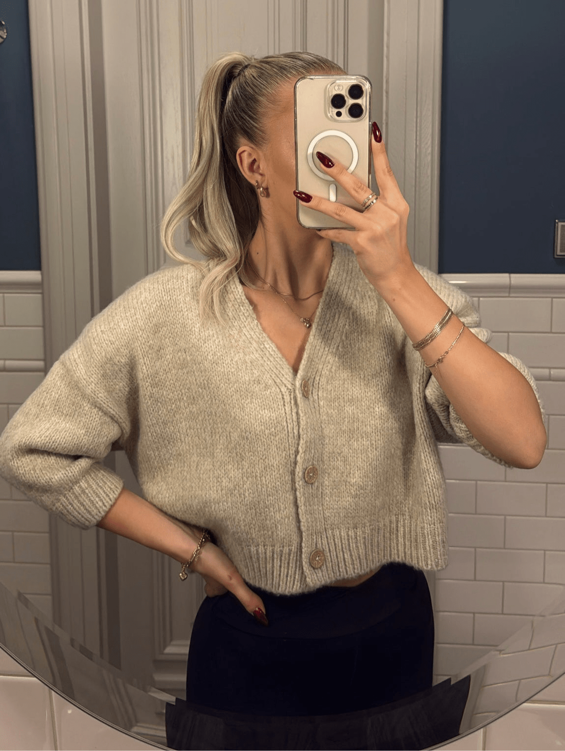 Kardigan z poduszkami krótki 18% wełna - Veretti Boutique