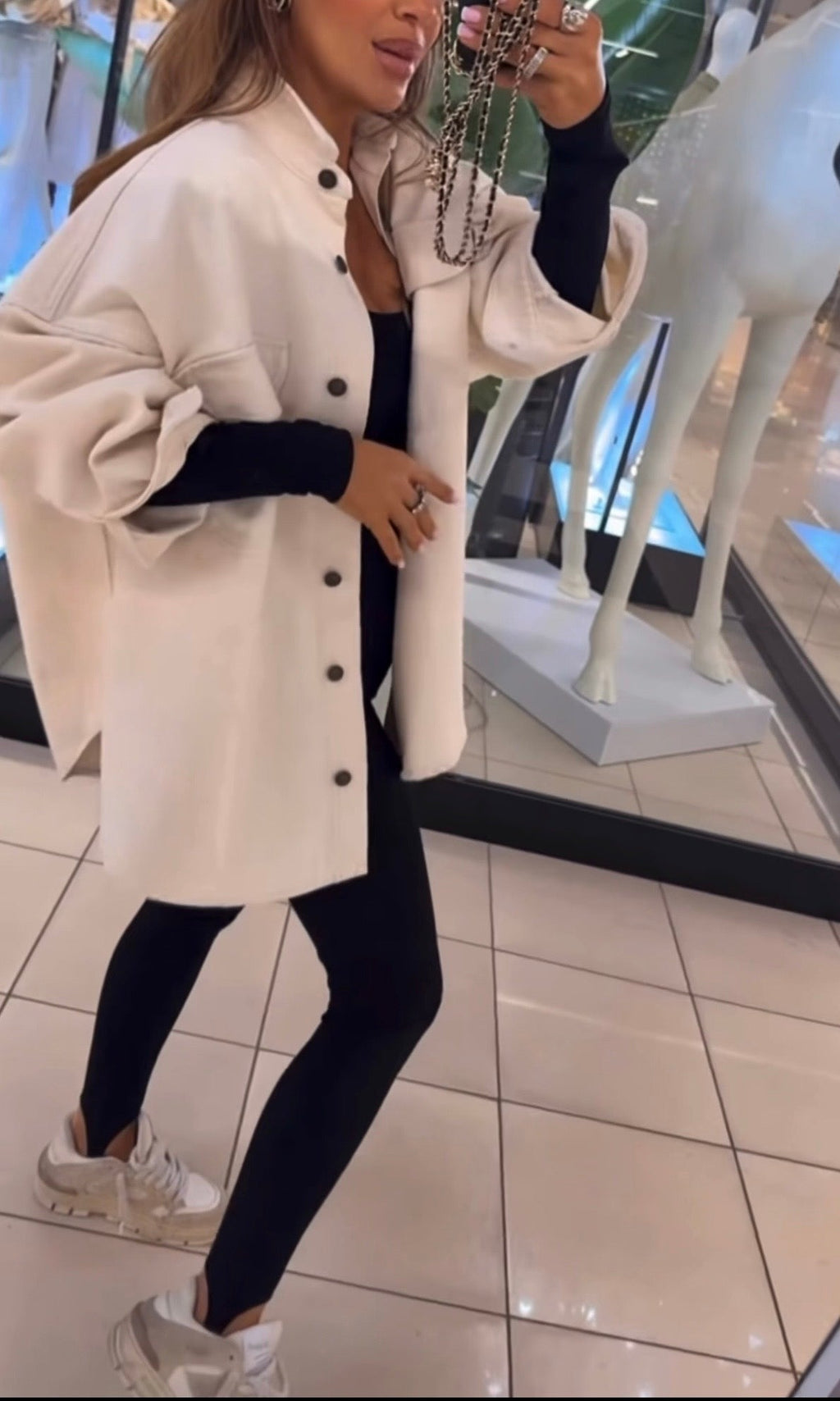 Katana beżowa (srebrne guziki) EMO - Veretti Boutique