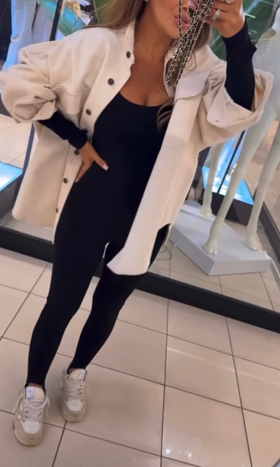 Katana beżowa (srebrne guziki) EMO - Veretti Boutique