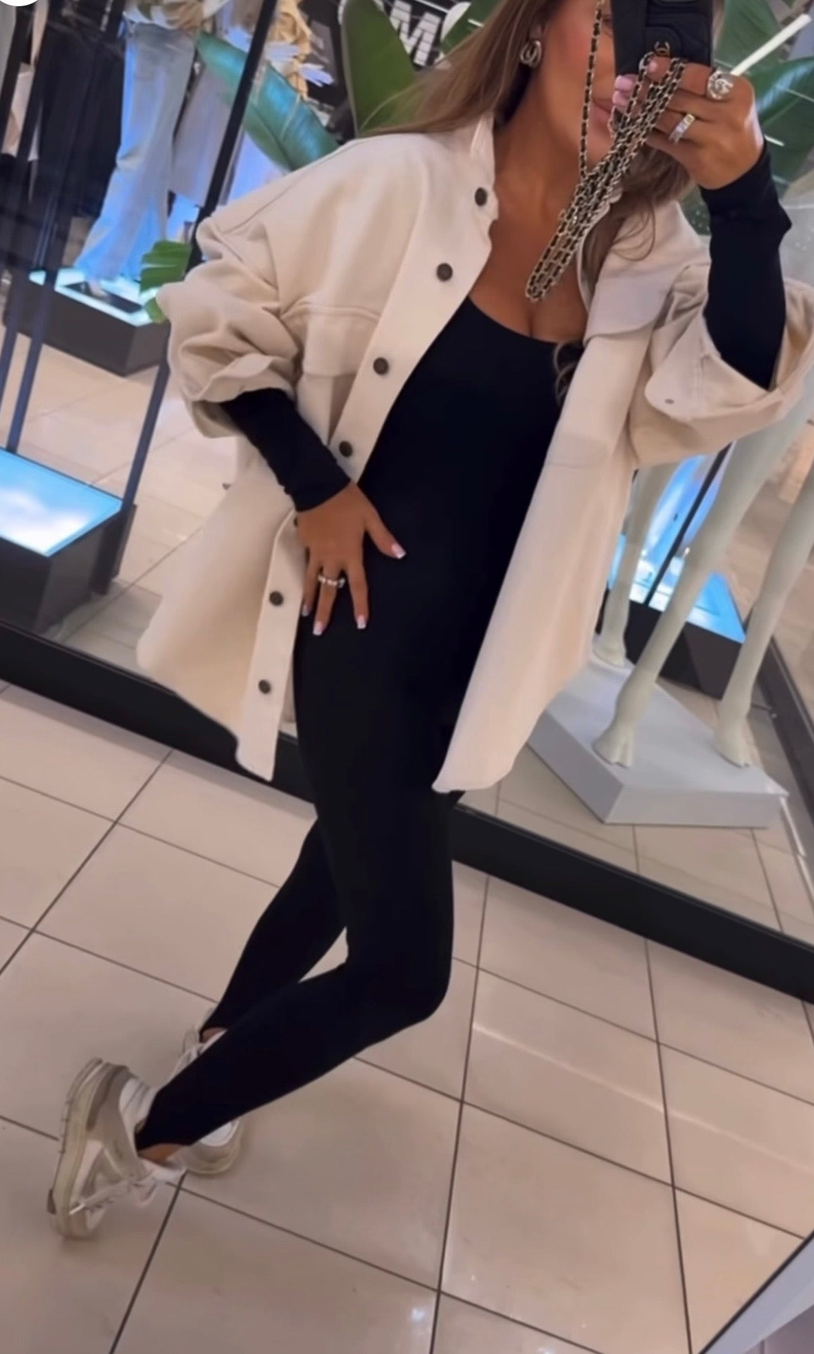 Katana beżowa (srebrne guziki) EMO - Veretti Boutique