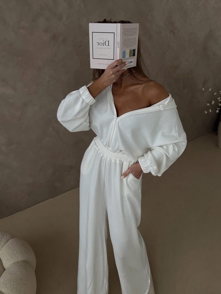 Kombinezon z kapturem 50% wełna śmietankowy - Veretti Boutique