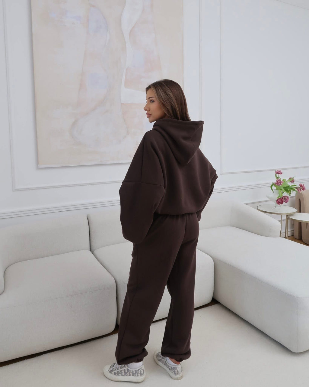 Komplet dresowy czekoladowy 90% bawełna - Veretti Boutique