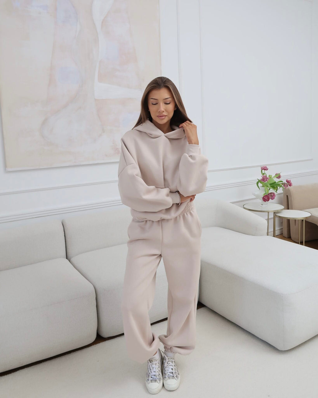 Komplet dresowy jasny beż 90% bawełna - Veretti Boutique