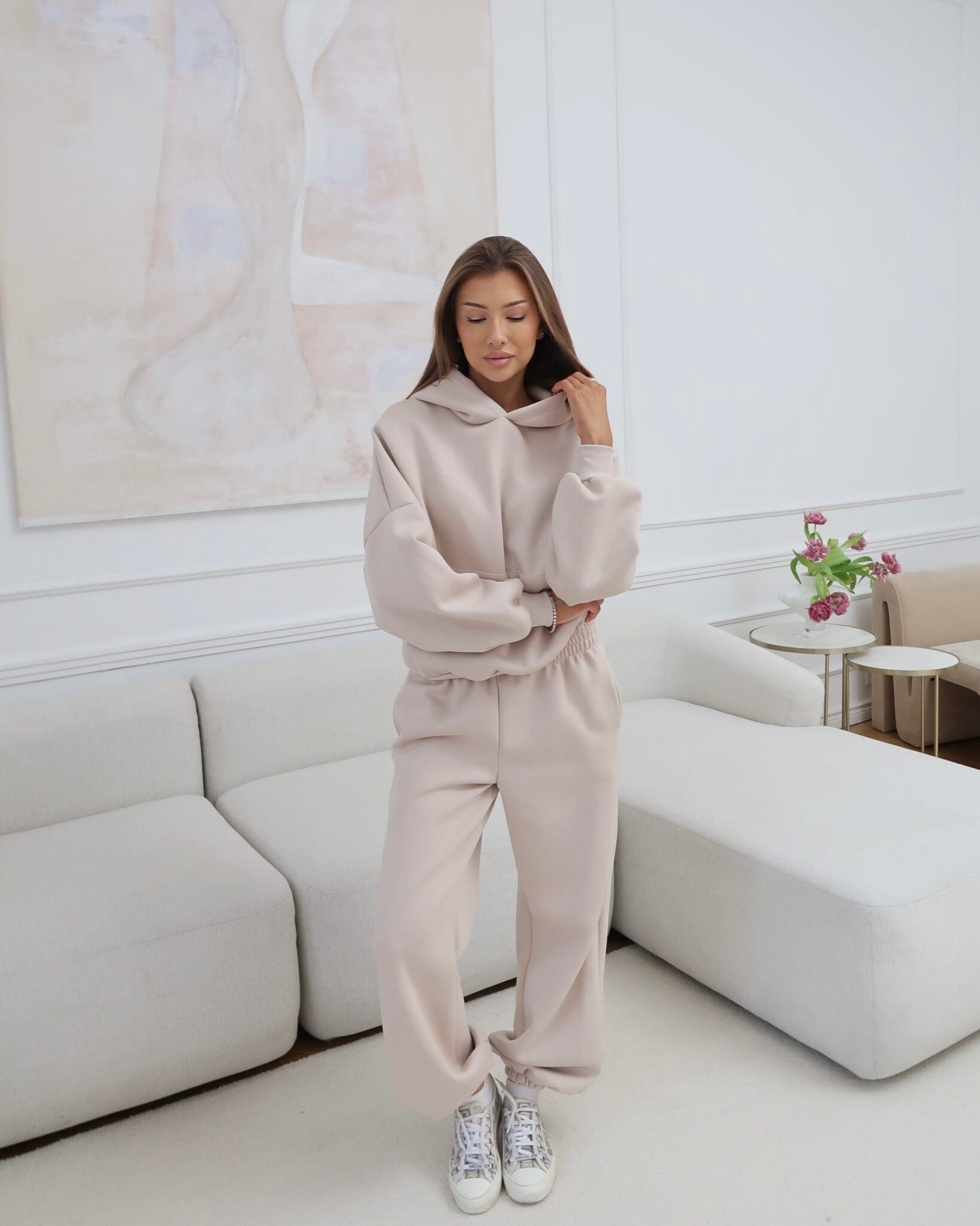 Komplet dresowy jasny beż 90% bawełna - Veretti Boutique