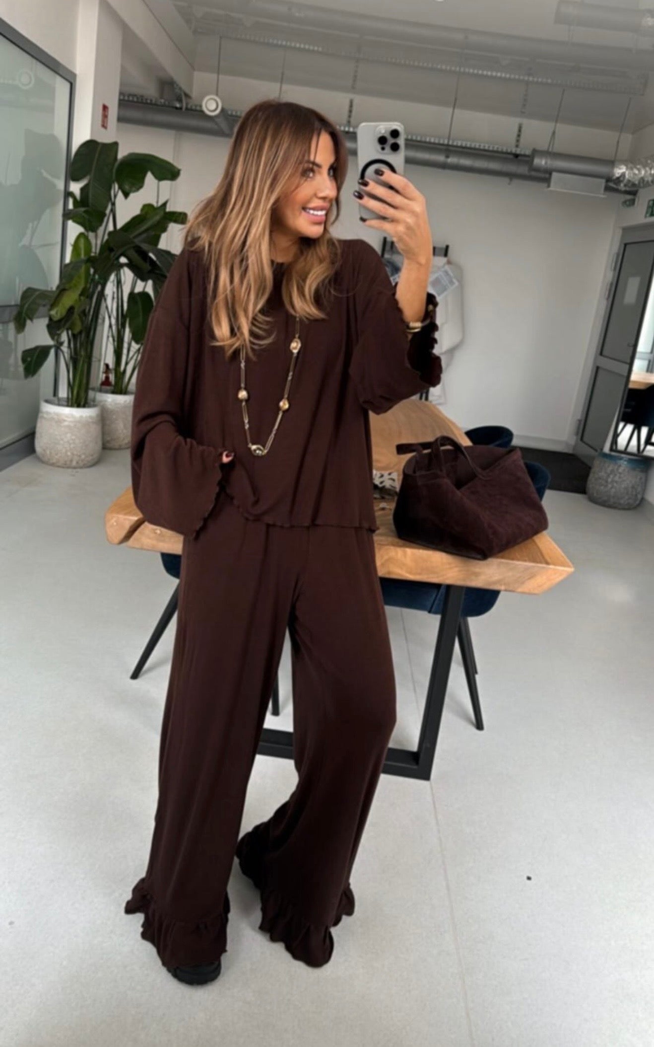 Komplet home czekoladowy 60% wiskoza EMO - Veretti Boutique