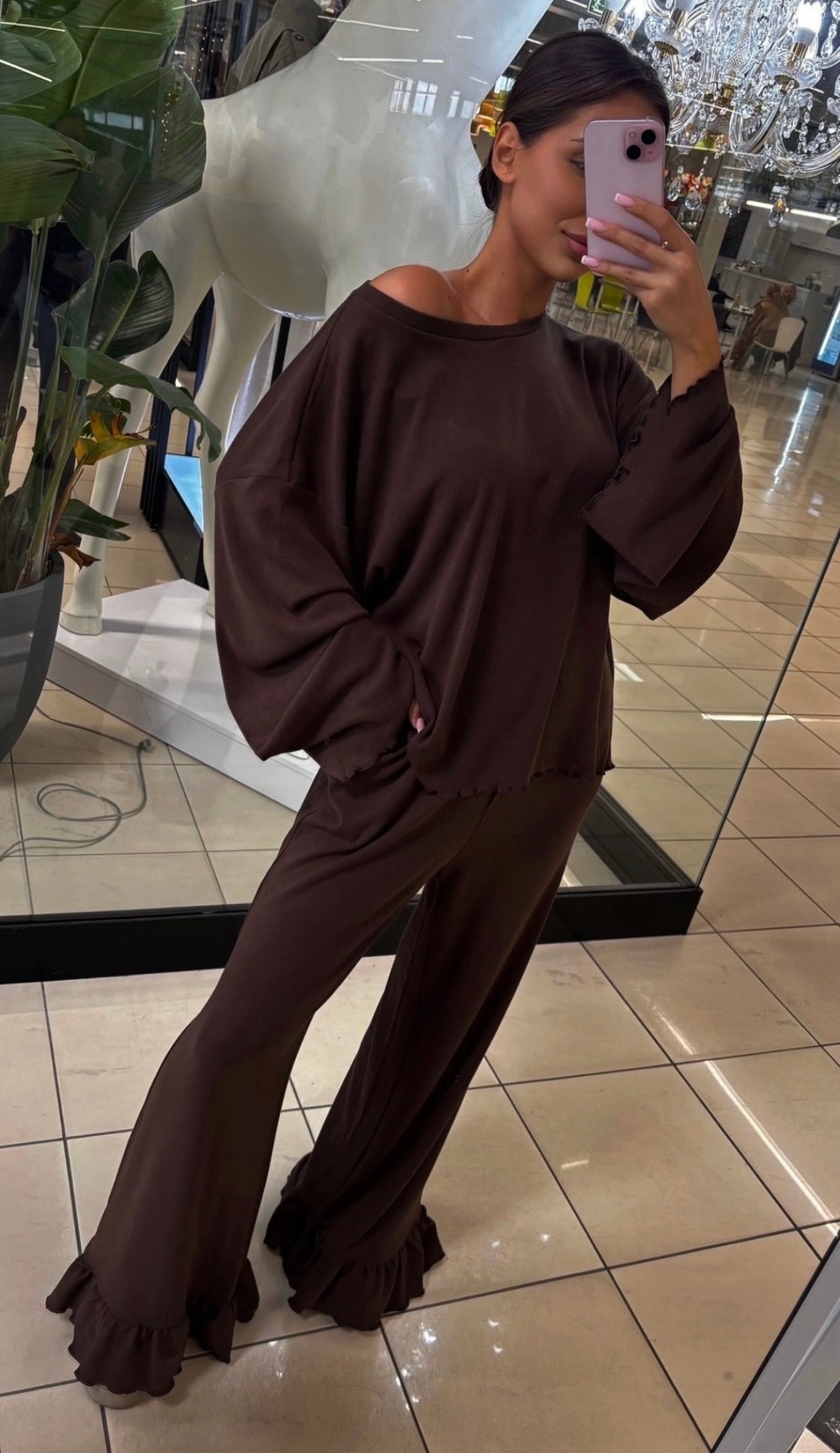 Komplet home czekoladowy 60% wiskoza EMO - Veretti Boutique