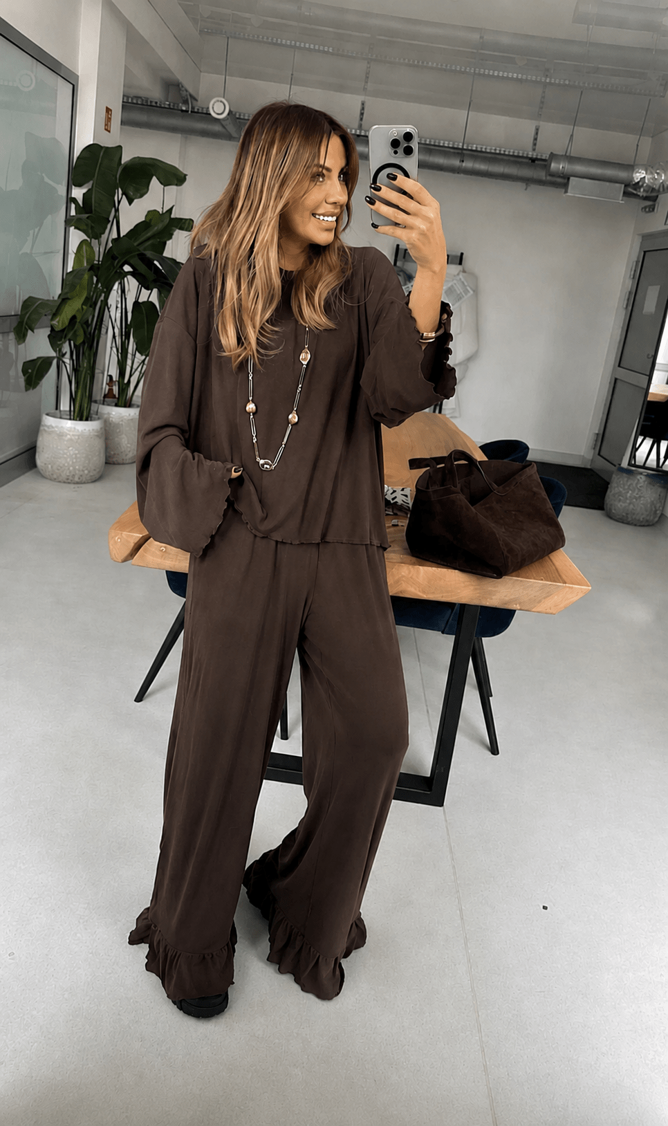 Komplet home jasna czekolada 60% wiskoza EMO - Veretti Boutique