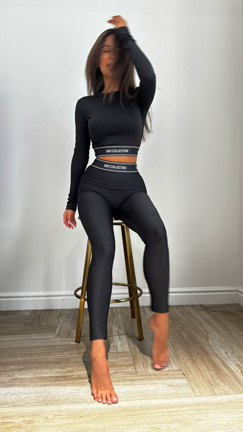 Komplet legginsy bluzka (czarna guma) - Veretti Boutique