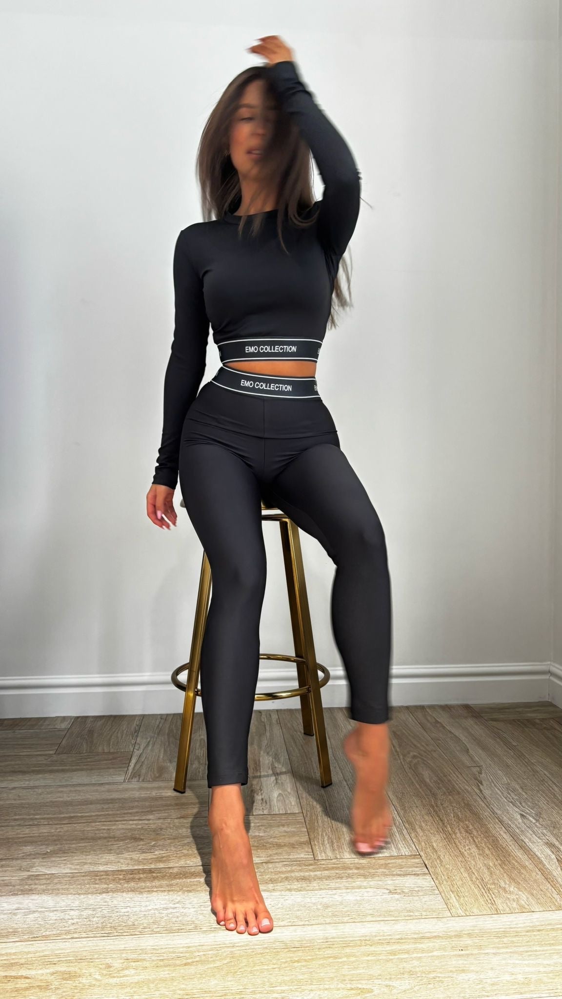 Komplet legginsy bluzka (czarna guma) - Veretti Boutique