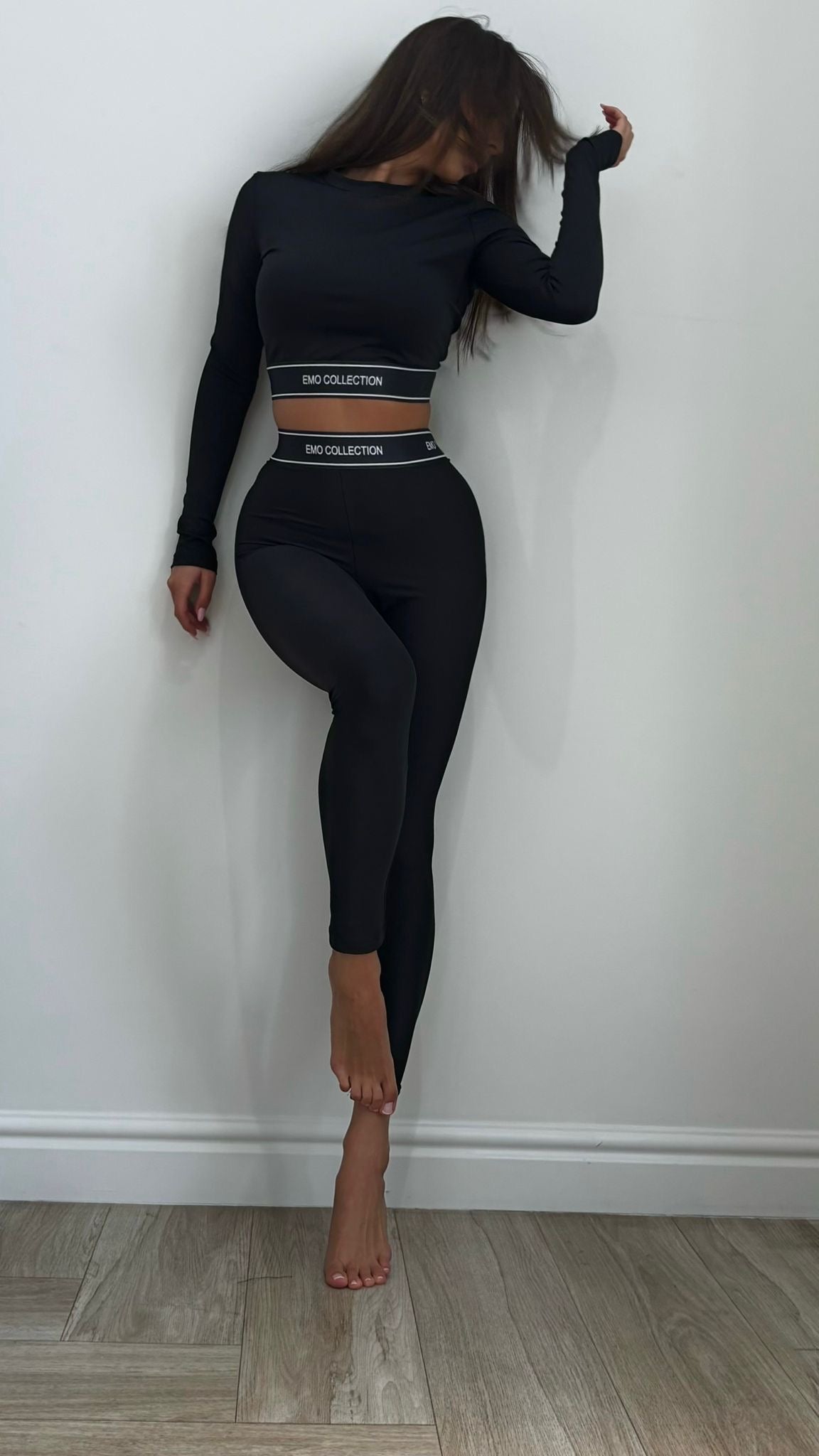 Komplet legginsy bluzka (czarna guma) - Veretti Boutique