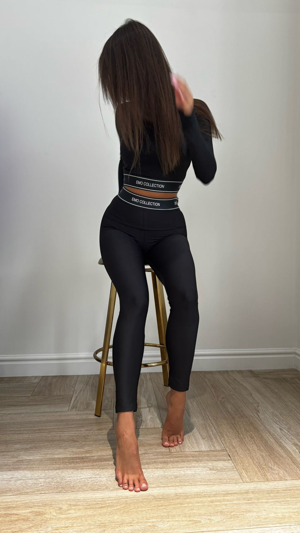 Komplet legginsy bluzka (czarna guma) - Veretti Boutique