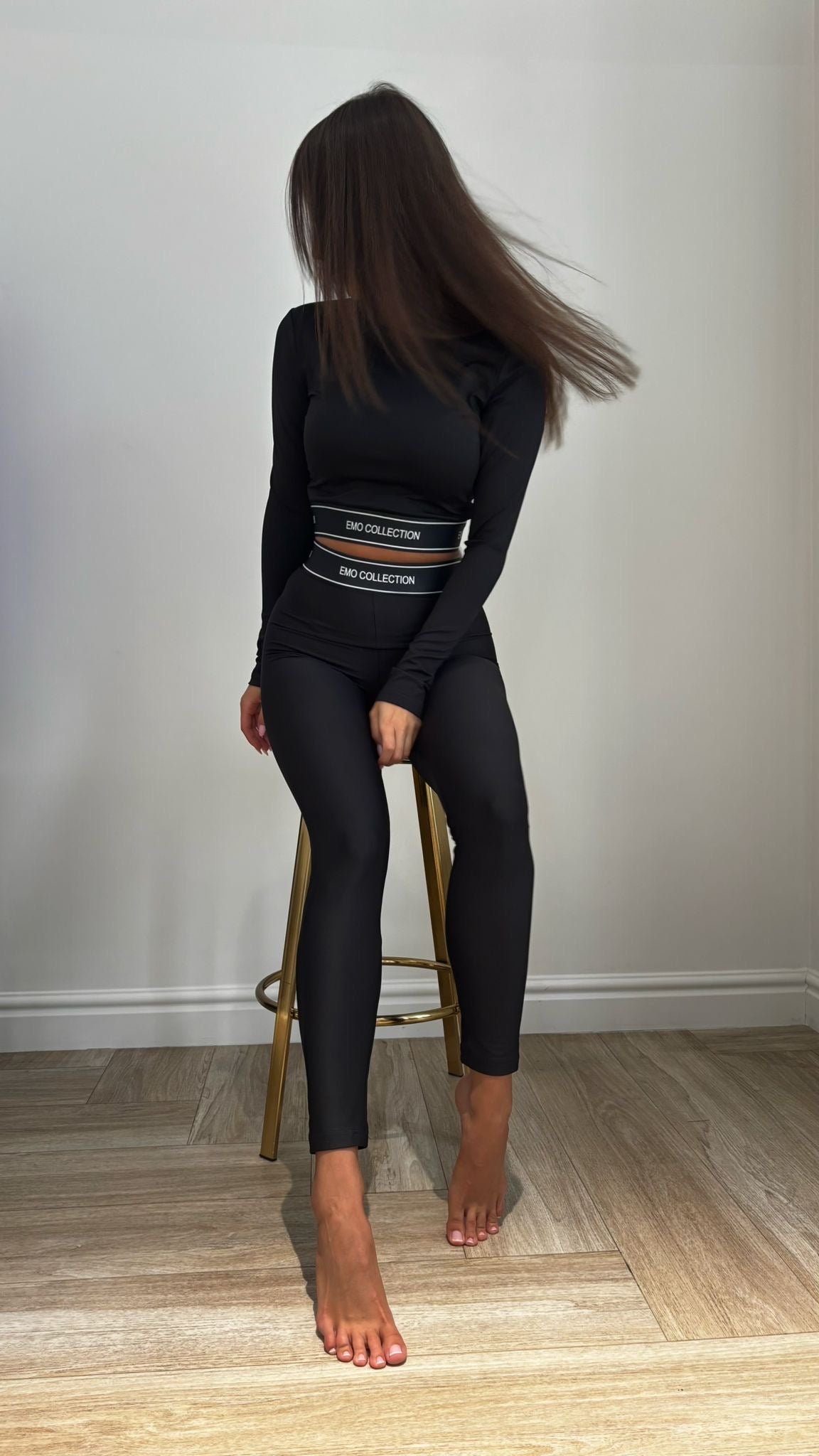 Komplet legginsy bluzka (czarna guma) - Veretti Boutique