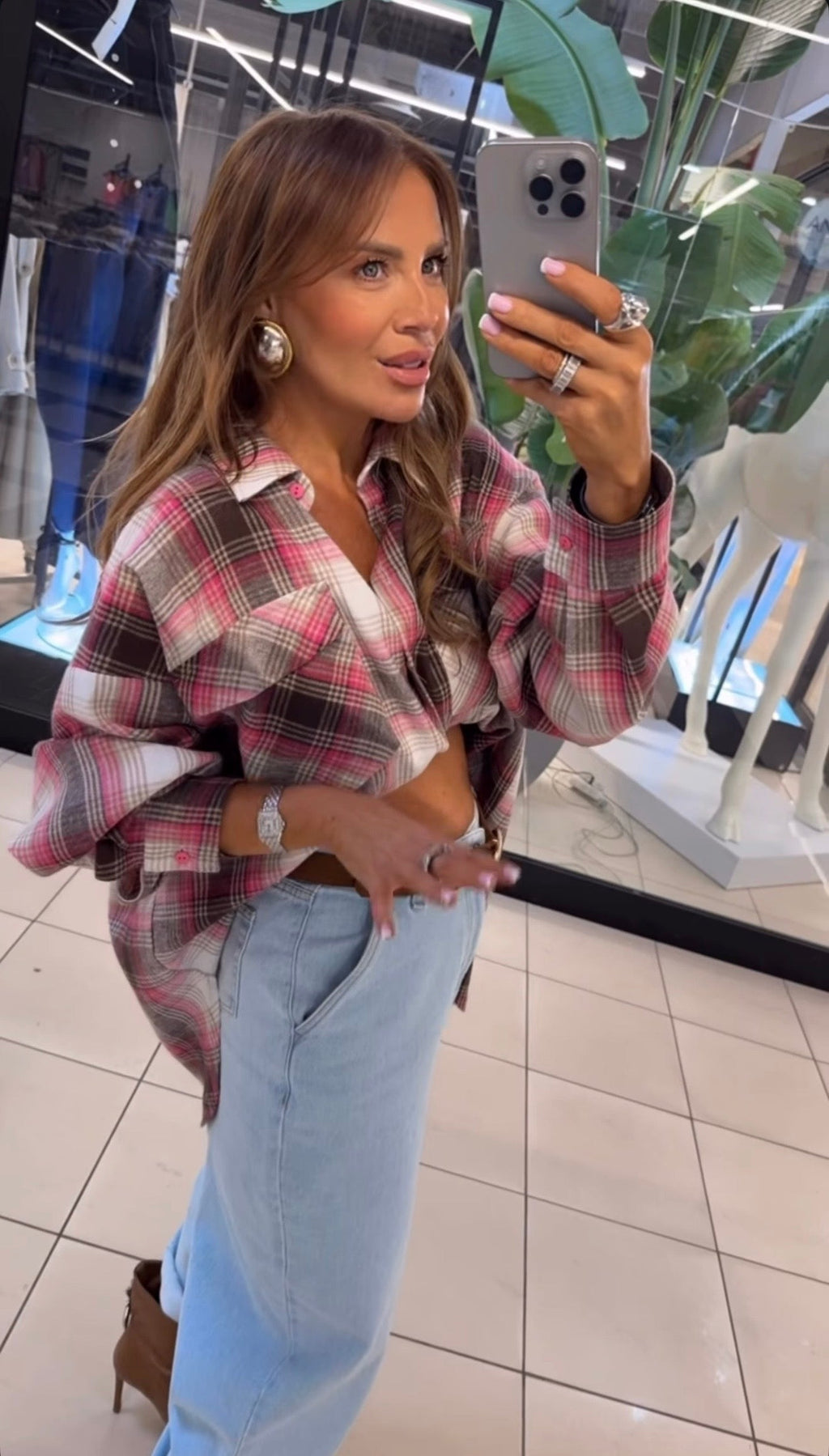 Koszula różowo czekoladowa EMO - Veretti Boutique