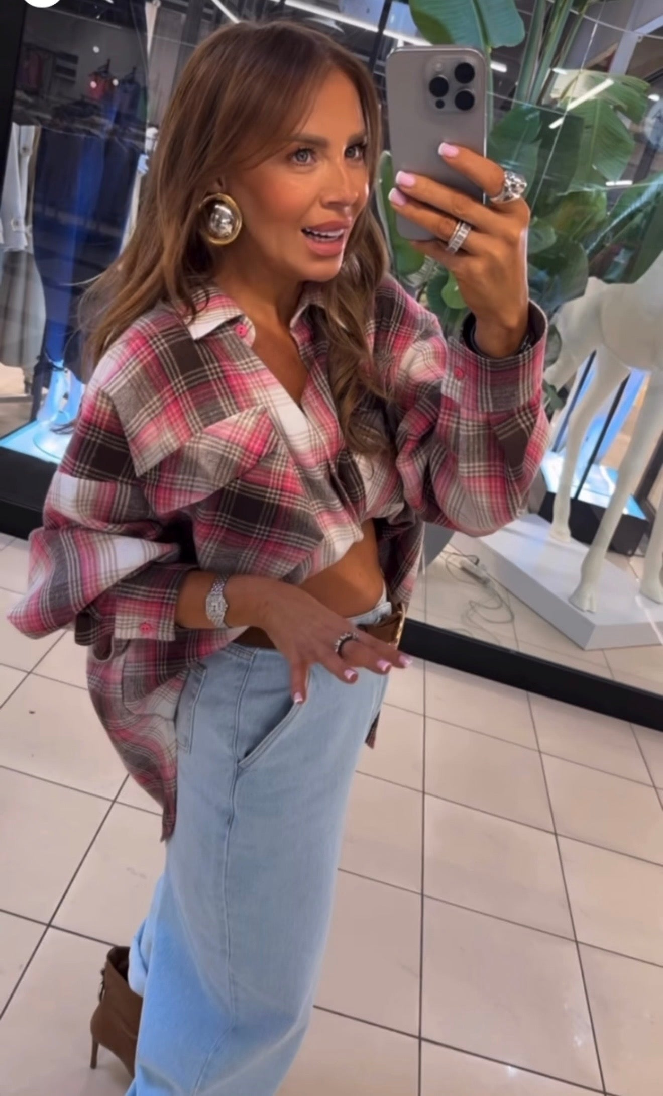 Koszula różowo czekoladowa EMO - Veretti Boutique