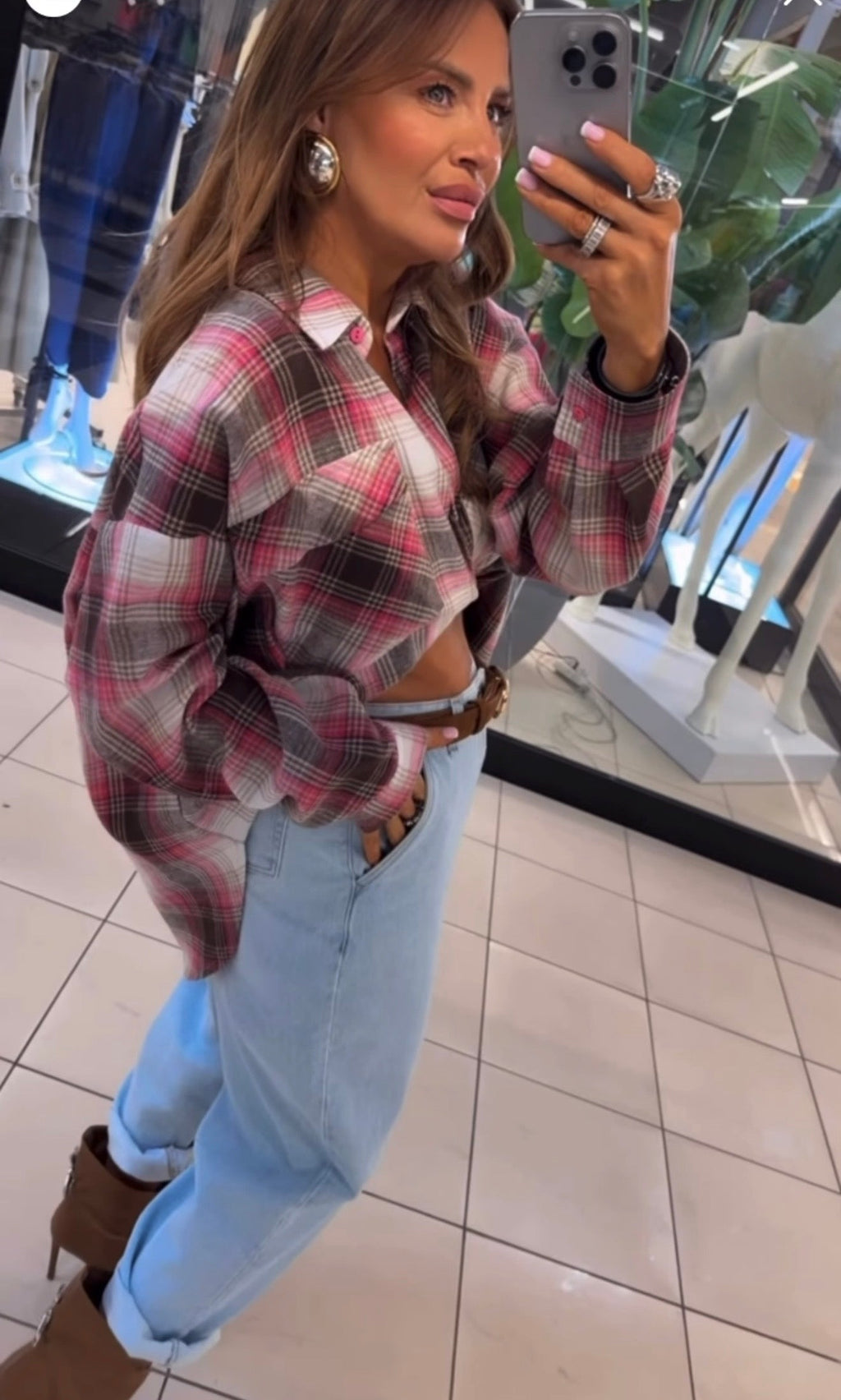 Koszula różowo czekoladowa EMO - Veretti Boutique