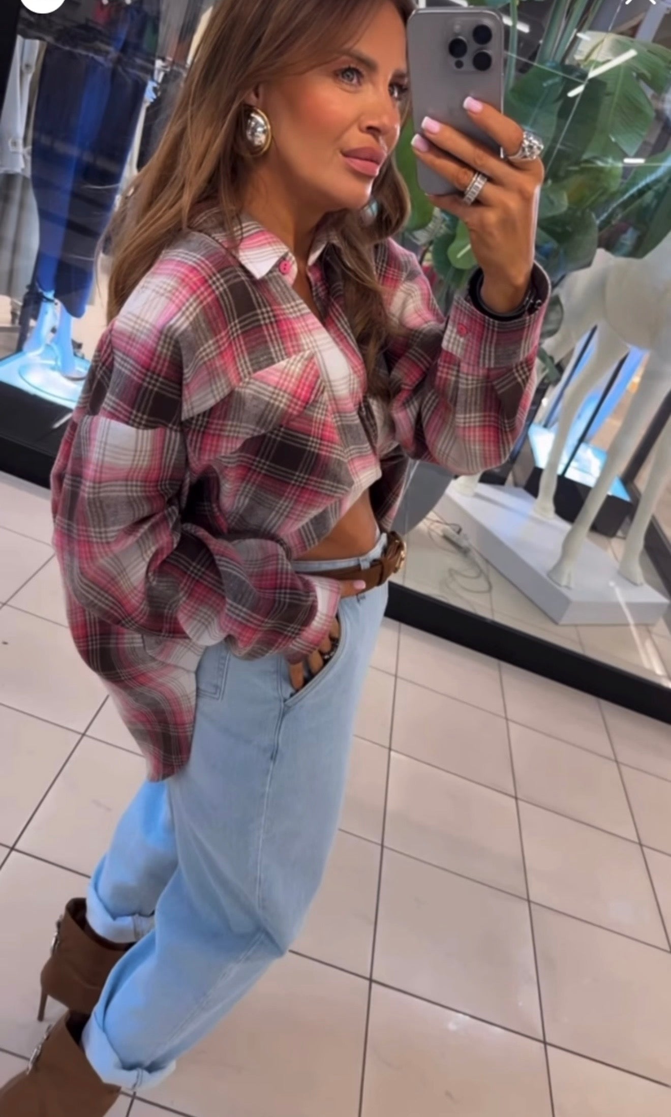 Koszula różowo czekoladowa EMO - Veretti Boutique