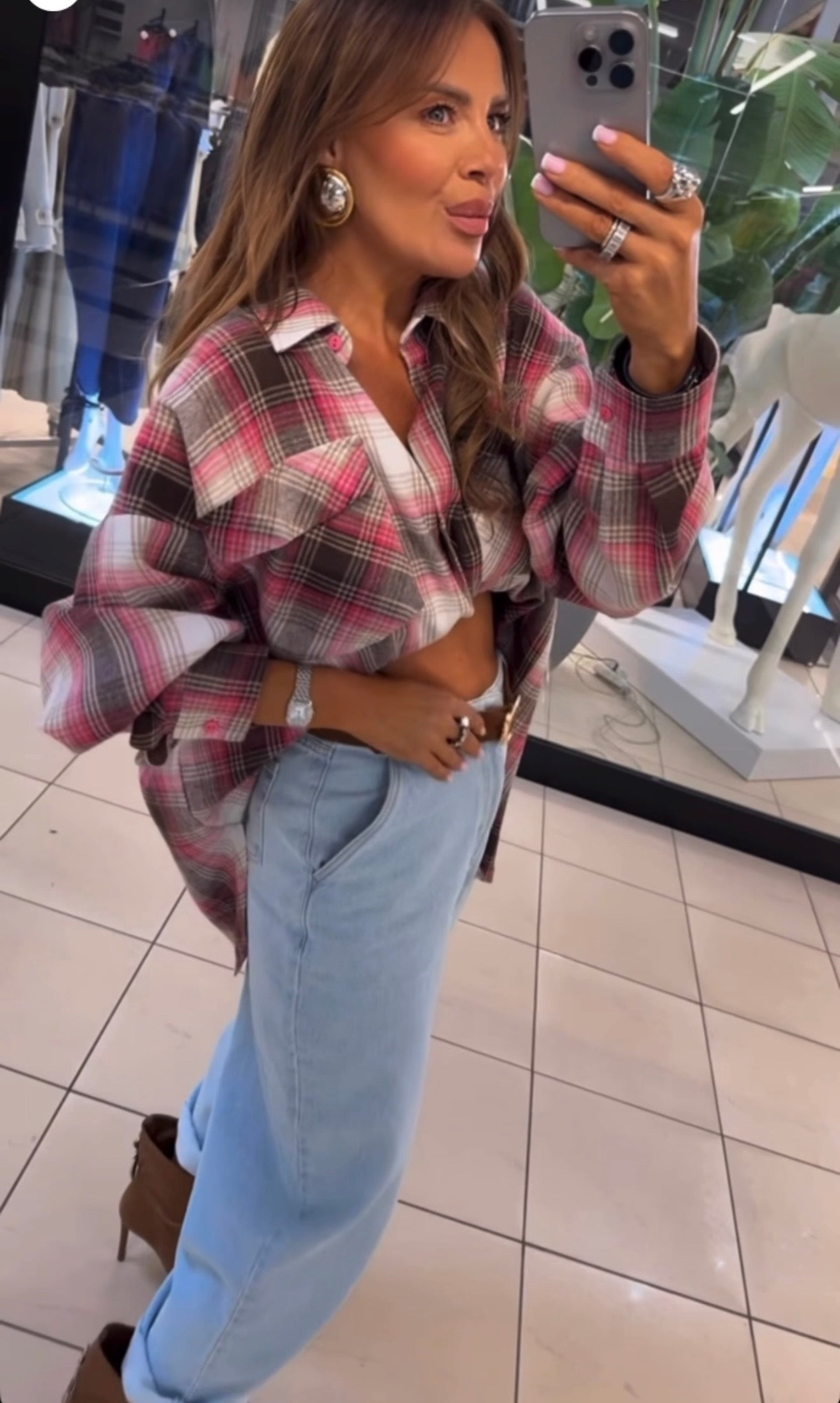 Koszula różowo czekoladowa EMO - Veretti Boutique