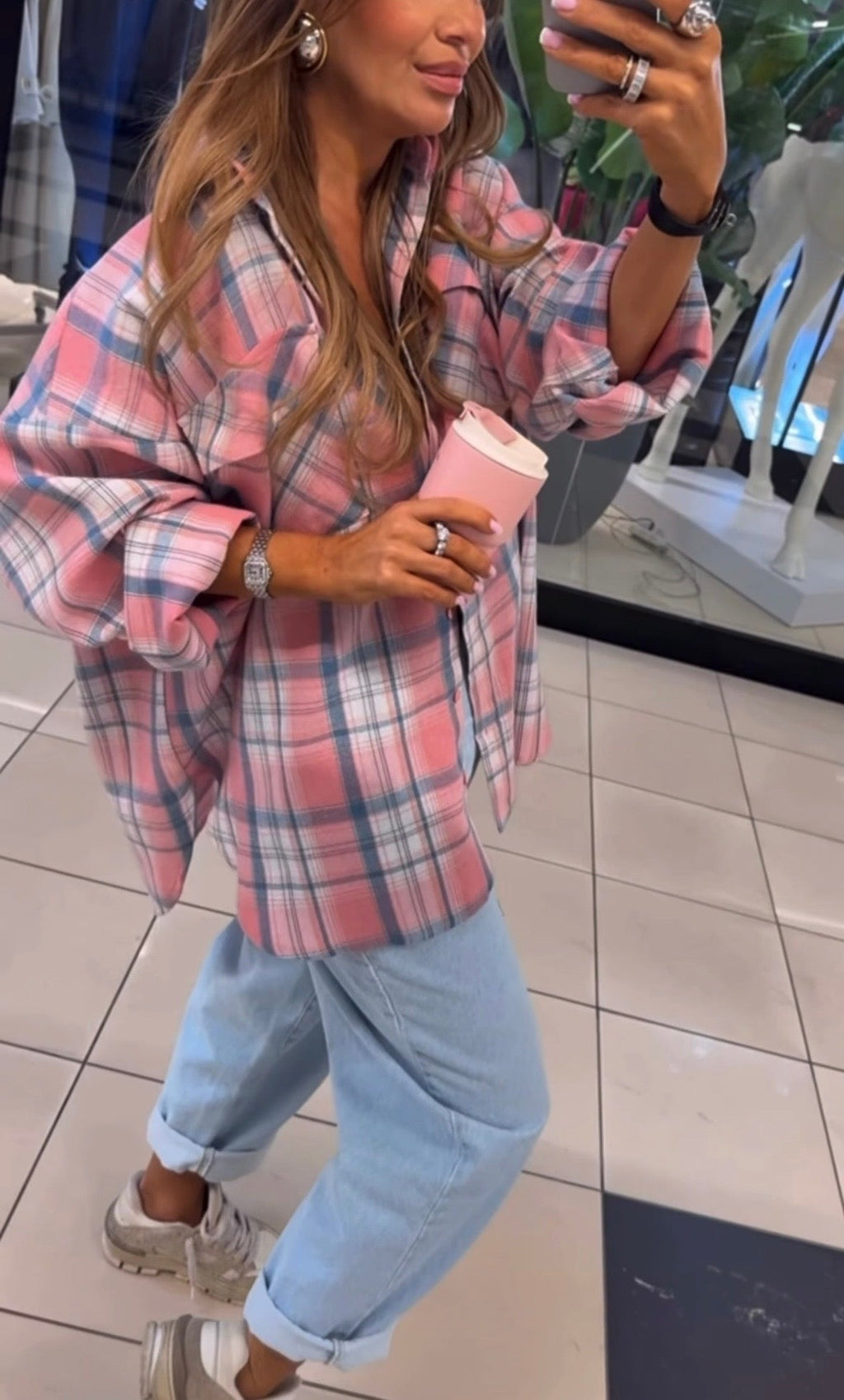 Koszula różowo niebieskaEMO - Veretti Boutique