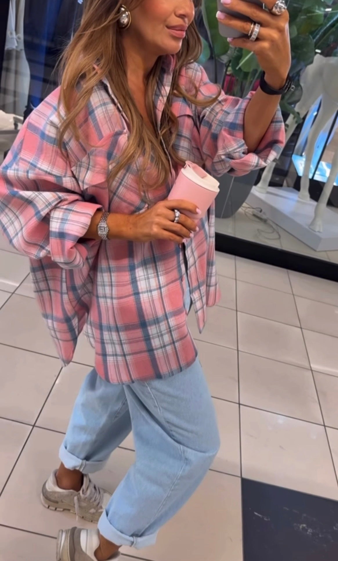 Koszula różowo niebieskaEMO - Veretti Boutique