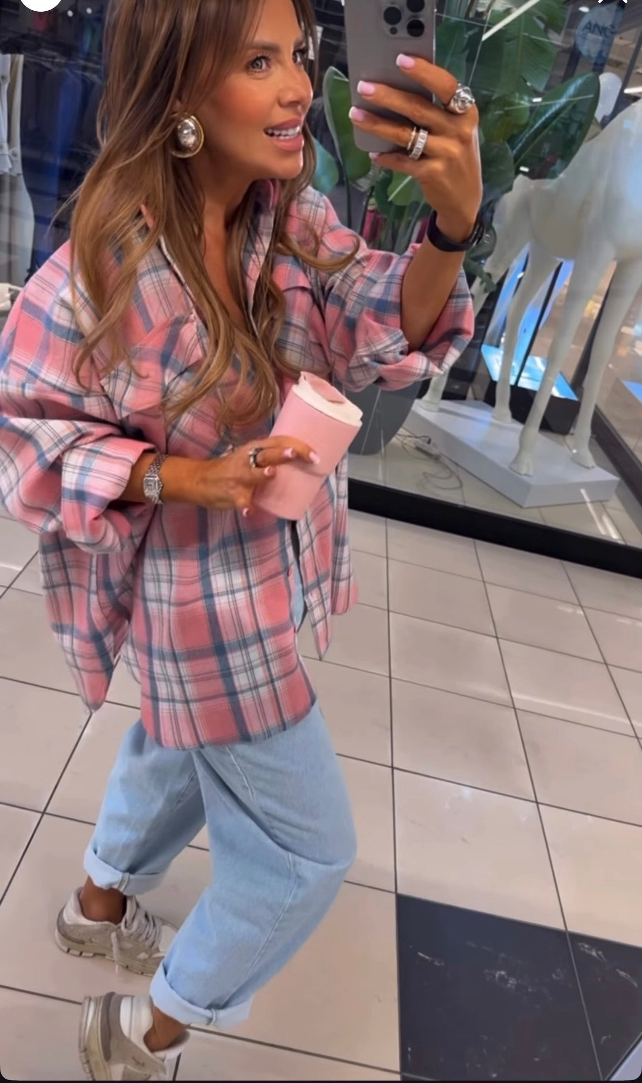 Koszula różowo niebieskaEMO - Veretti Boutique