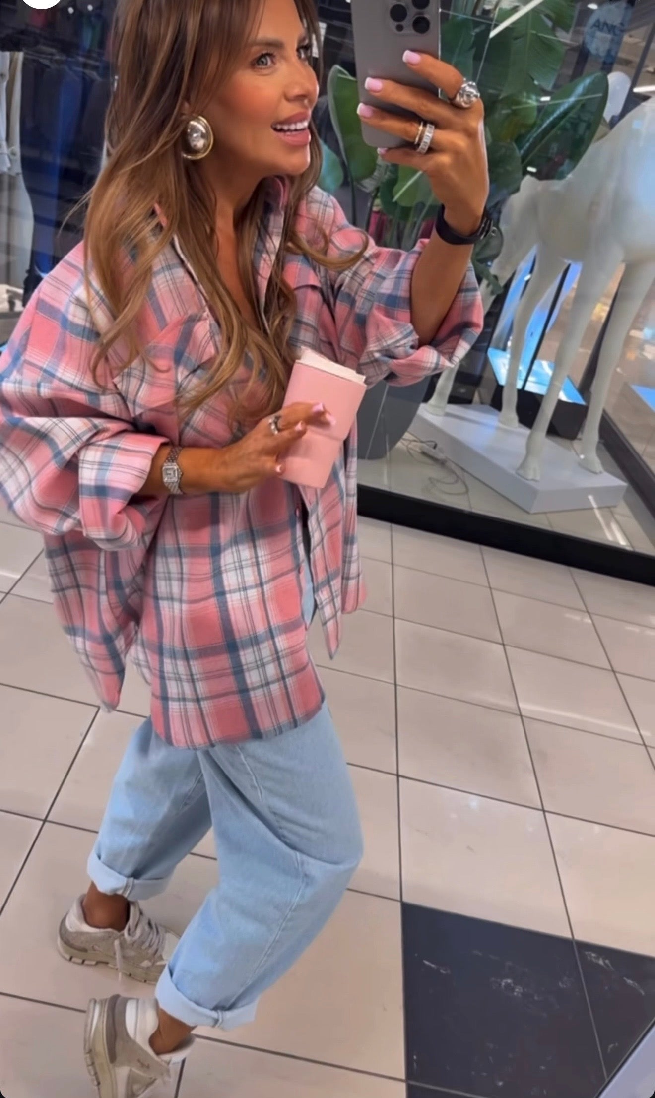 Koszula różowo niebieskaEMO - Veretti Boutique