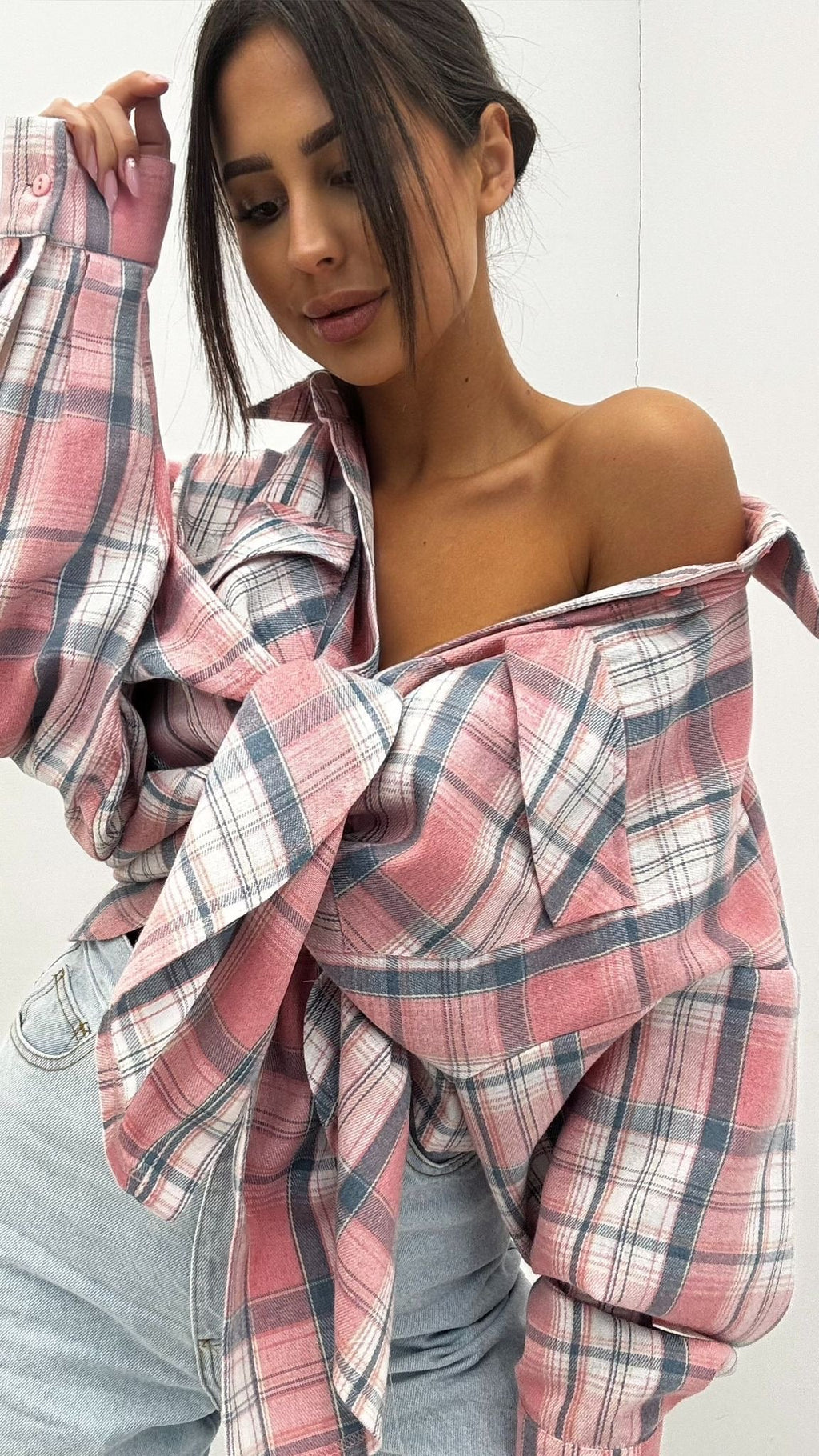 Koszula różowo niebieskaEMO - Veretti Boutique