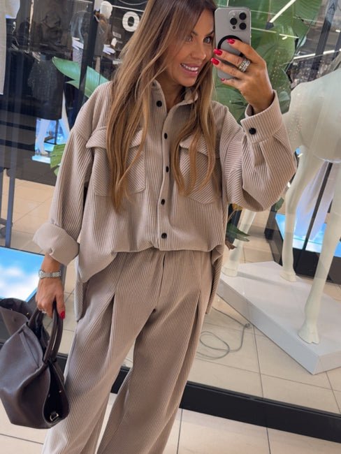 Koszula sztruksowa beżowa EMO - Veretti Boutique