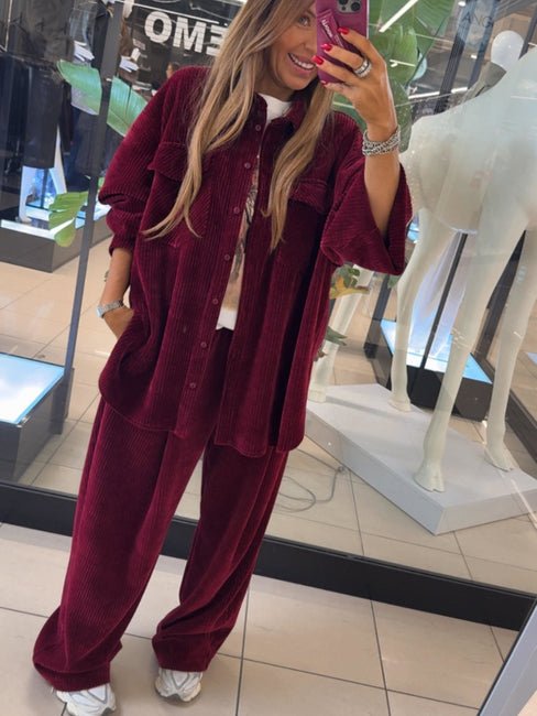 Koszula sztruksowa bordowa EMO - Veretti Boutique