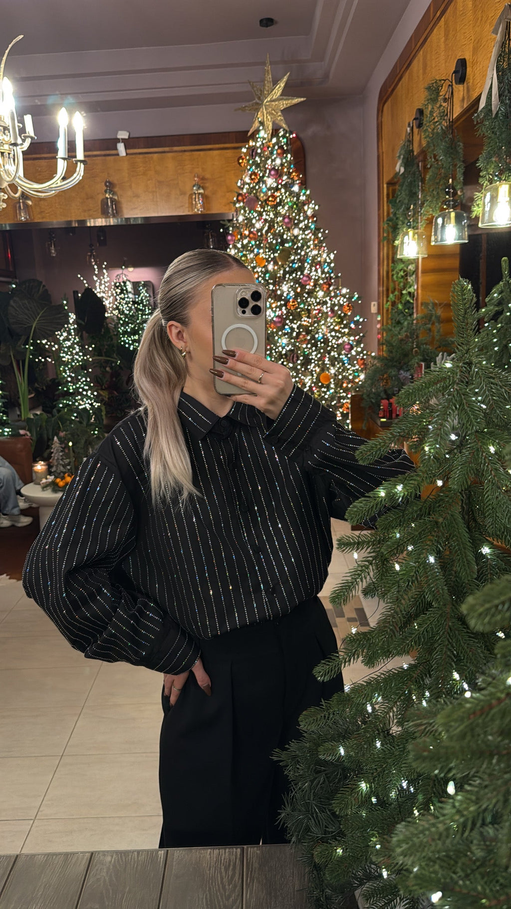 Koszula w cyrkonie czarna 100% bawełna - Veretti Boutique