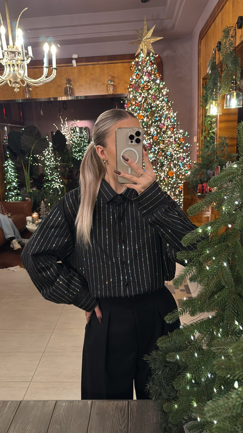 Koszula w cyrkonie czarna 100% bawełna - Veretti Boutique