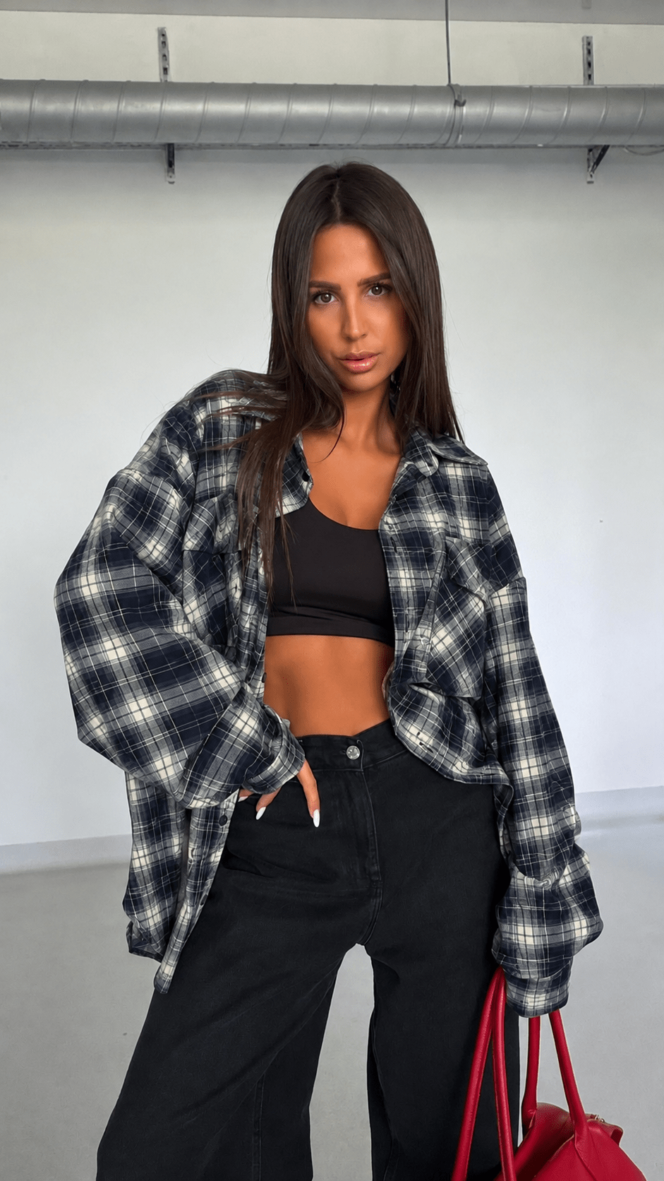 Koszula w kratę - Granat EMO - Veretti Boutique