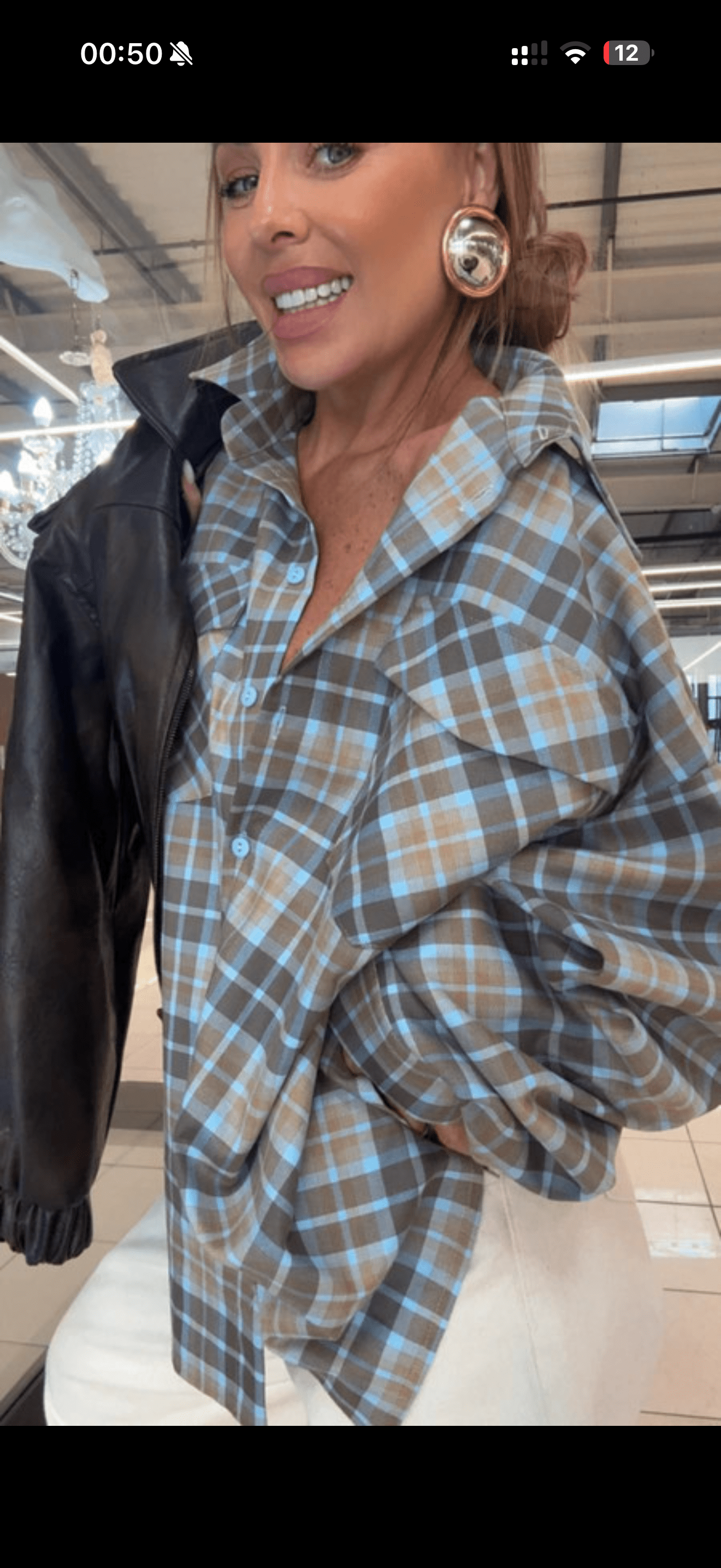 Koszula w kratę niebiesko orzechowa - Veretti Boutique