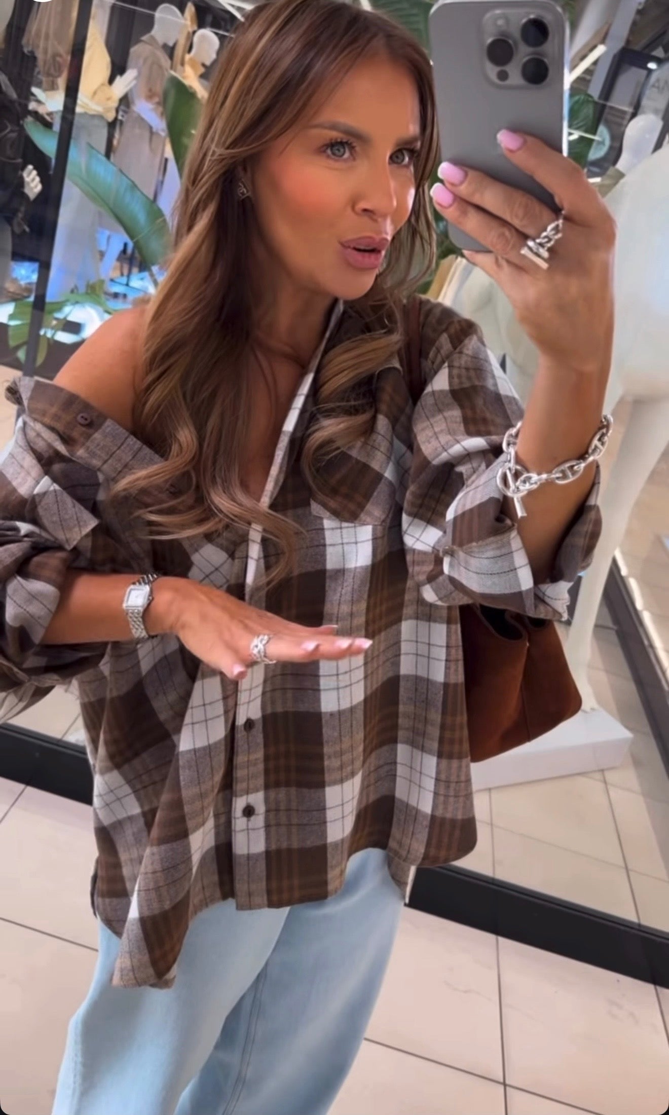 Koszula w kratkę Ruda EMO - Veretti Boutique