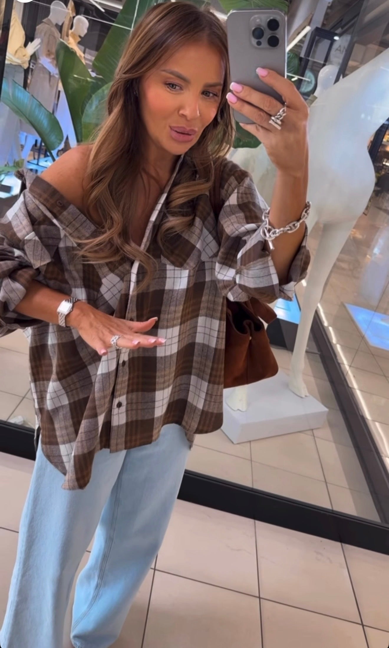 Koszula w kratkę Ruda EMO - Veretti Boutique